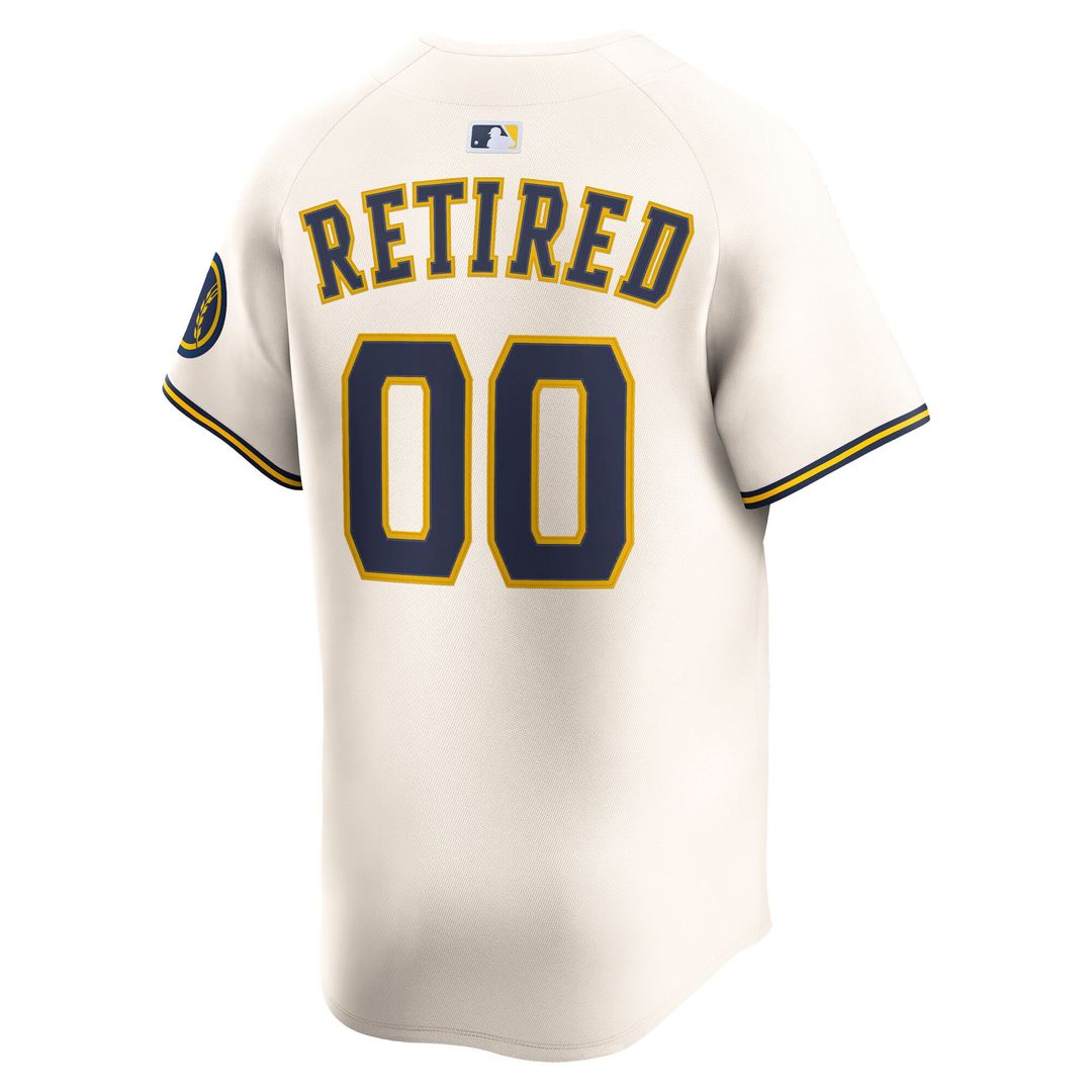 Milwaukee Brewers Nike Home Limited Pick - A - Player Retired Roster Jersey - Cream MLB Team Jersey Baseball Fan Apparel