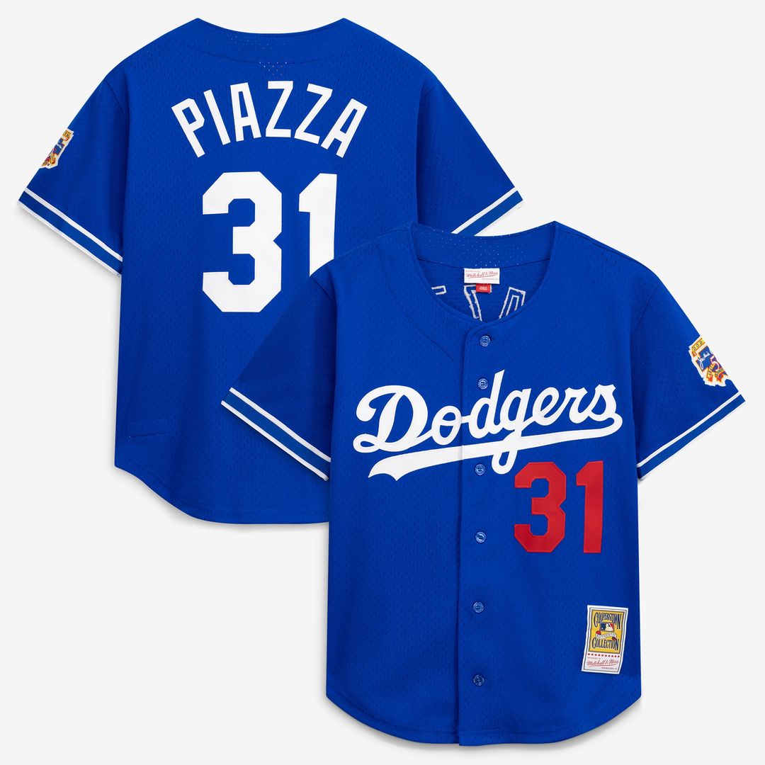 Los Angeles Dodgers Mike Piazza Mitchell & Ness Cooperstown Mesh Batting Practice Button - Up Jersey - Royal MLB Team Jersey Baseball Fan Apparel