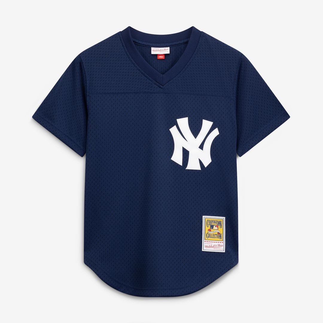 New York Yankees Rickey Henderson Mitchell & Ness Cooperstown Mesh Batting Practice Button - Up Jersey - Navy MLB Team Jersey Baseball Fan Apparel