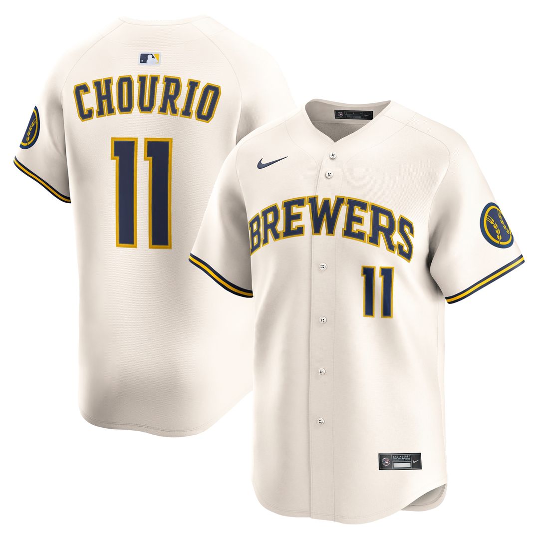 Milwaukee Brewers Jackson Chourio Nike Home Limited Jersey - Cream MLB Team Jersey Baseball Fan Apparel