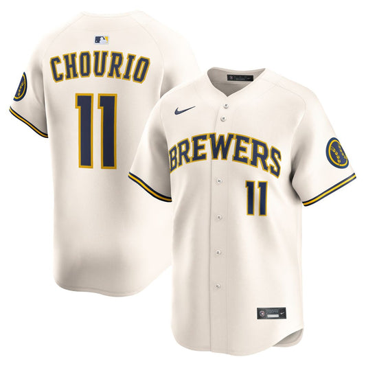 Milwaukee Brewers Jackson Chourio Nike Home Limited Jersey - Cream MLB Team Jersey Baseball Fan Apparel