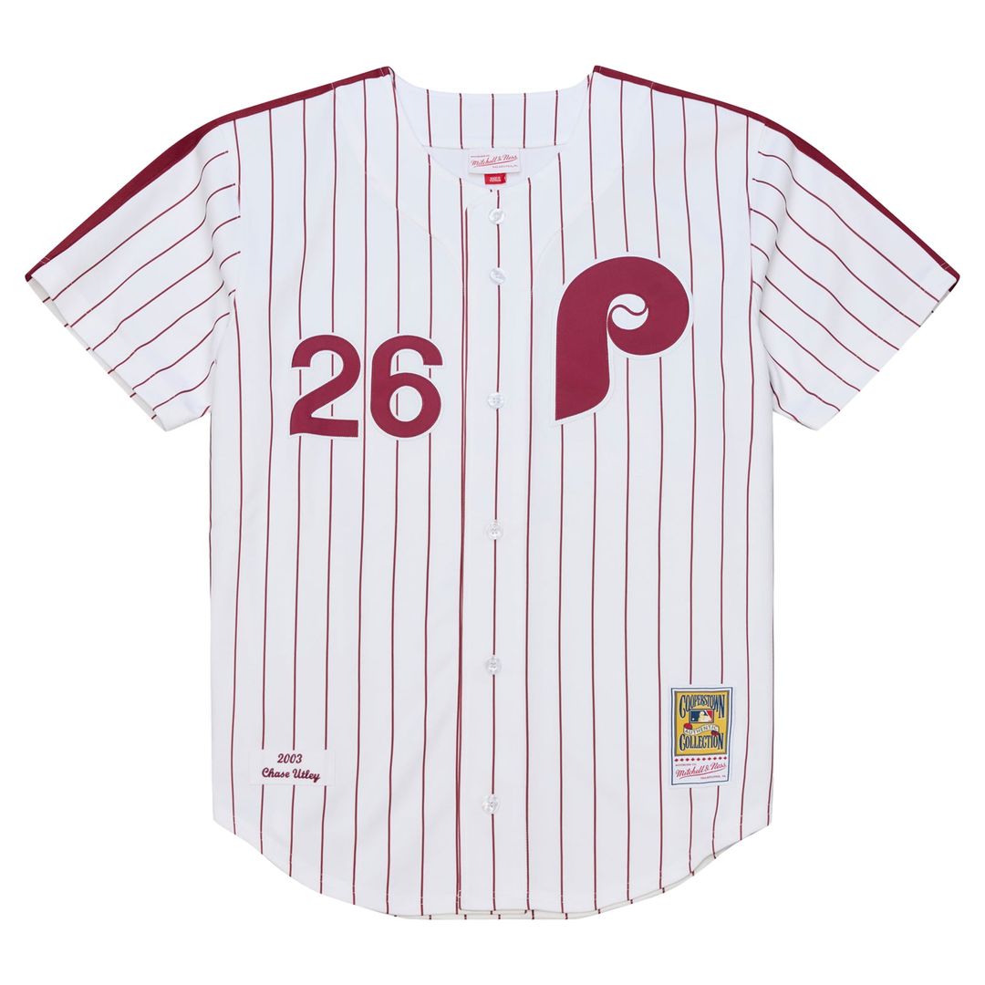 Philadelphia Phillies Chase Utley Mitchell & Ness 2003 Cooperstown Authentic Jersey - White MLB Team Jersey Baseball Fan Apparel