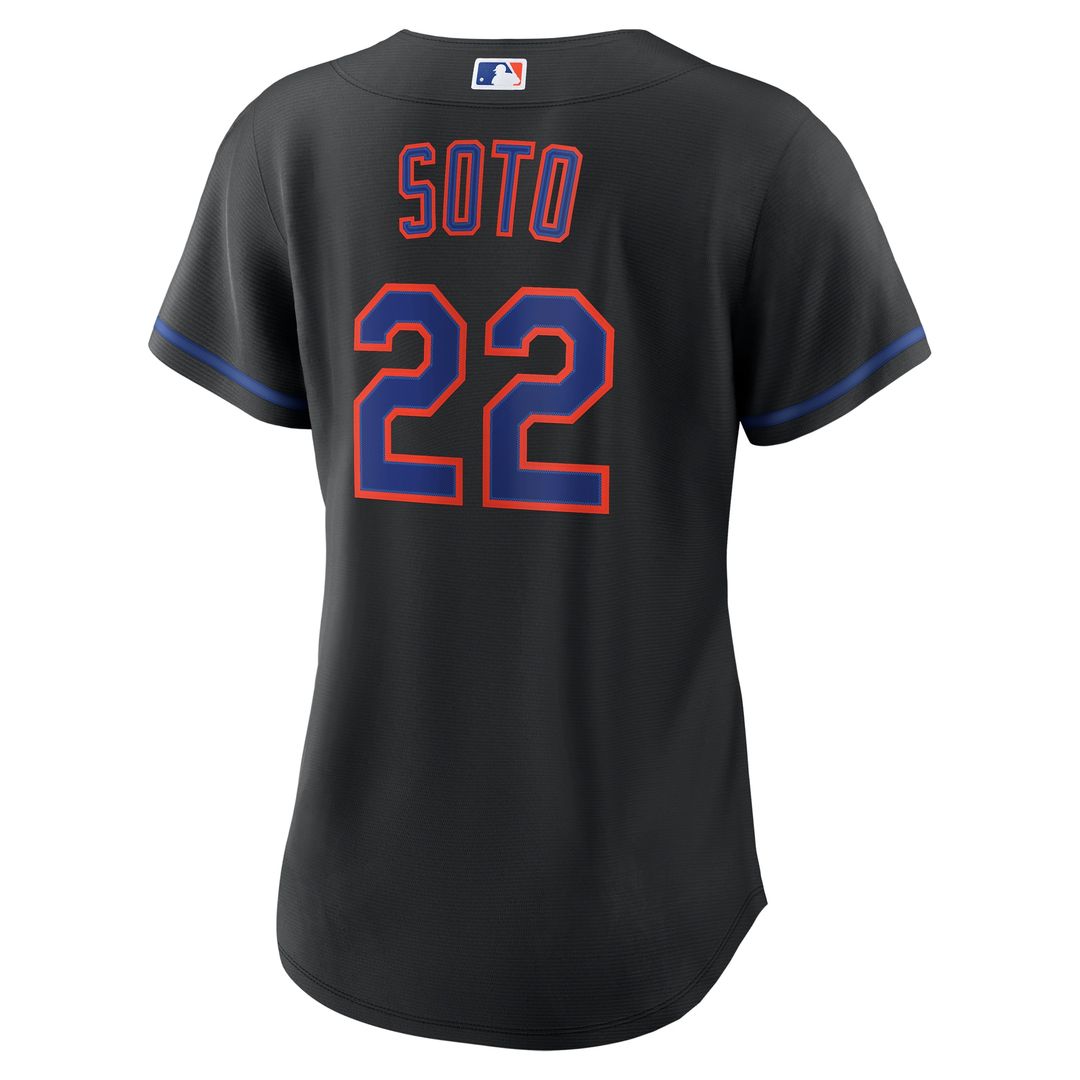 New York Mets Juan Soto Nike Women's Alternate Replica Jersey - Black MLB Team Jersey Baseball Fan Apparel