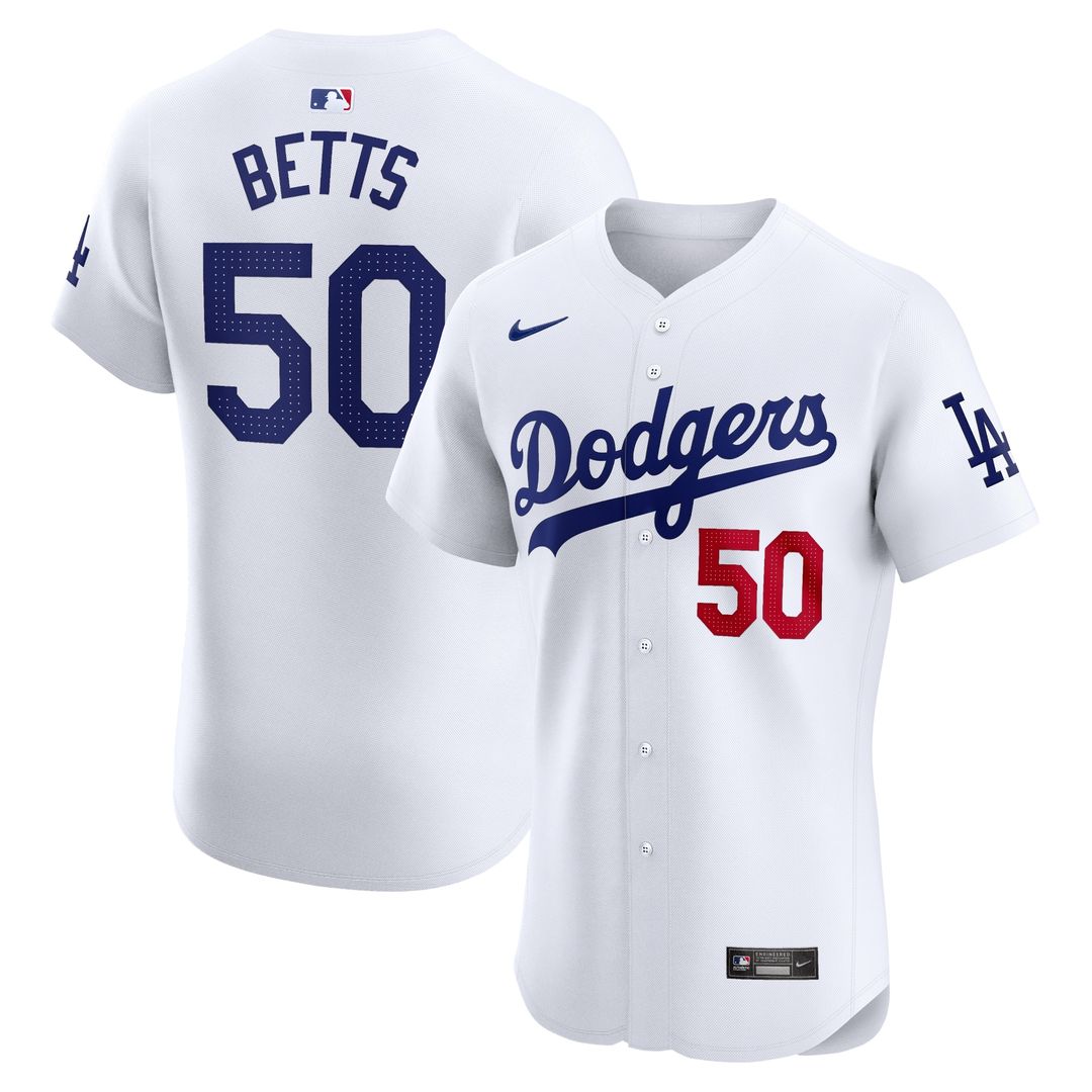 Los Angeles Dodgers Mookie Betts Nike Home Elite Jersey - White MLB Team Jersey Baseball Fan Apparel