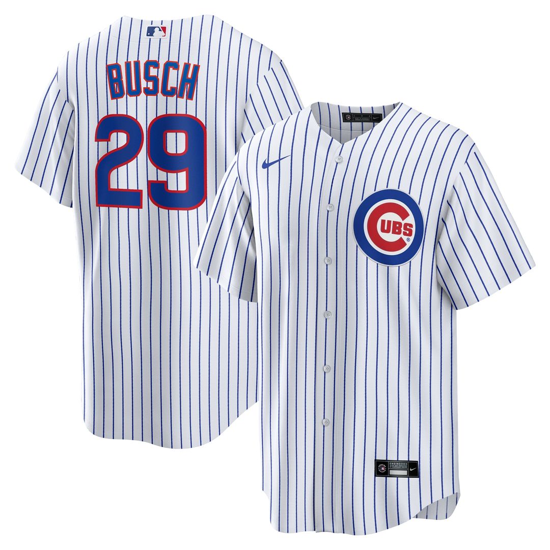 Chicago Cubs Michael Busch Nike Home Replica Jersey - White MLB Team Jersey Baseball Fan Apparel