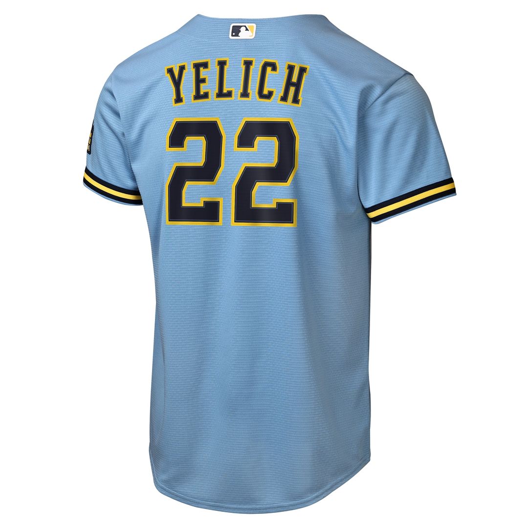 Milwaukee Brewers Christian Yelich Nike Youth Road Stadium Jersey - Powder Blue MLB Team Jersey Baseball Fan Apparel