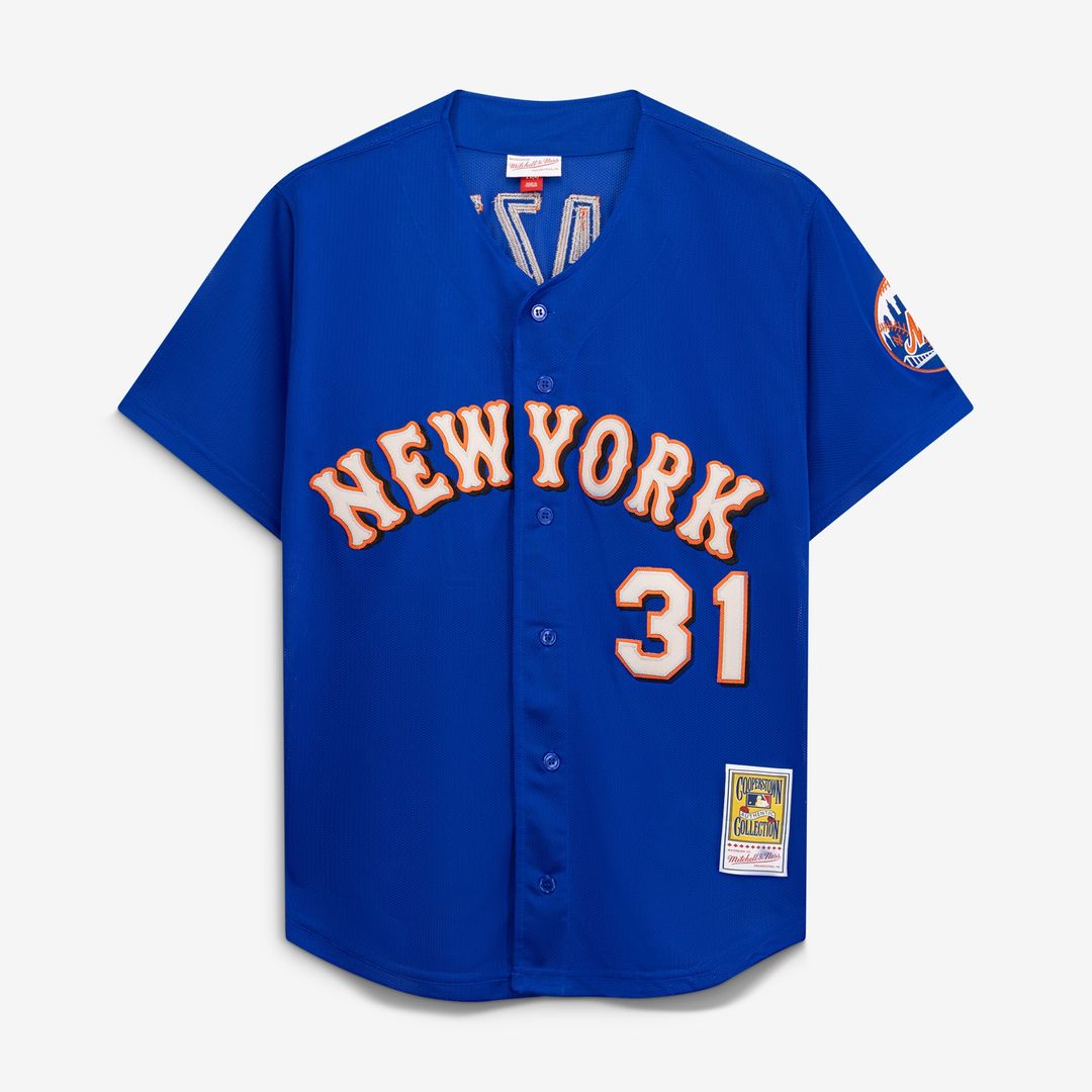 New York Mets Mike Piazza Mitchell & Ness Cooperstown Mesh Batting Practice Button - Up Jersey - Royal MLB Team Jersey Baseball Fan Apparel
