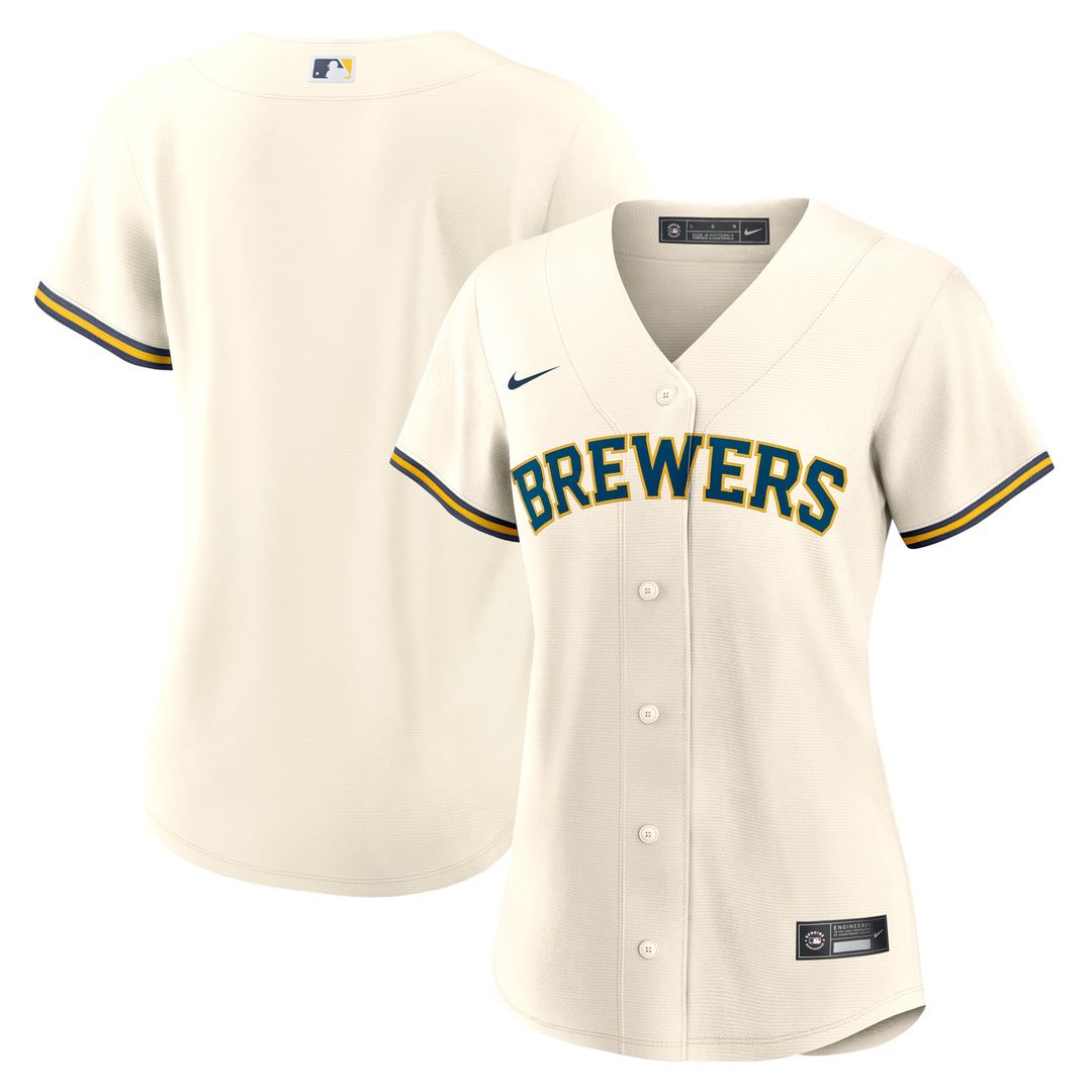 Milwaukee Brewers Nike Women's Home Replica Team Jersey - Cream MLB Team Jersey Baseball Fan Apparel