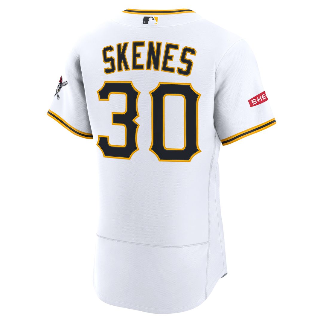 Pittsburgh Pirates Paul Skenes Nike Home Authentic Sponsor Patch Jersey - White MLB Team Jersey Baseball Fan Apparel