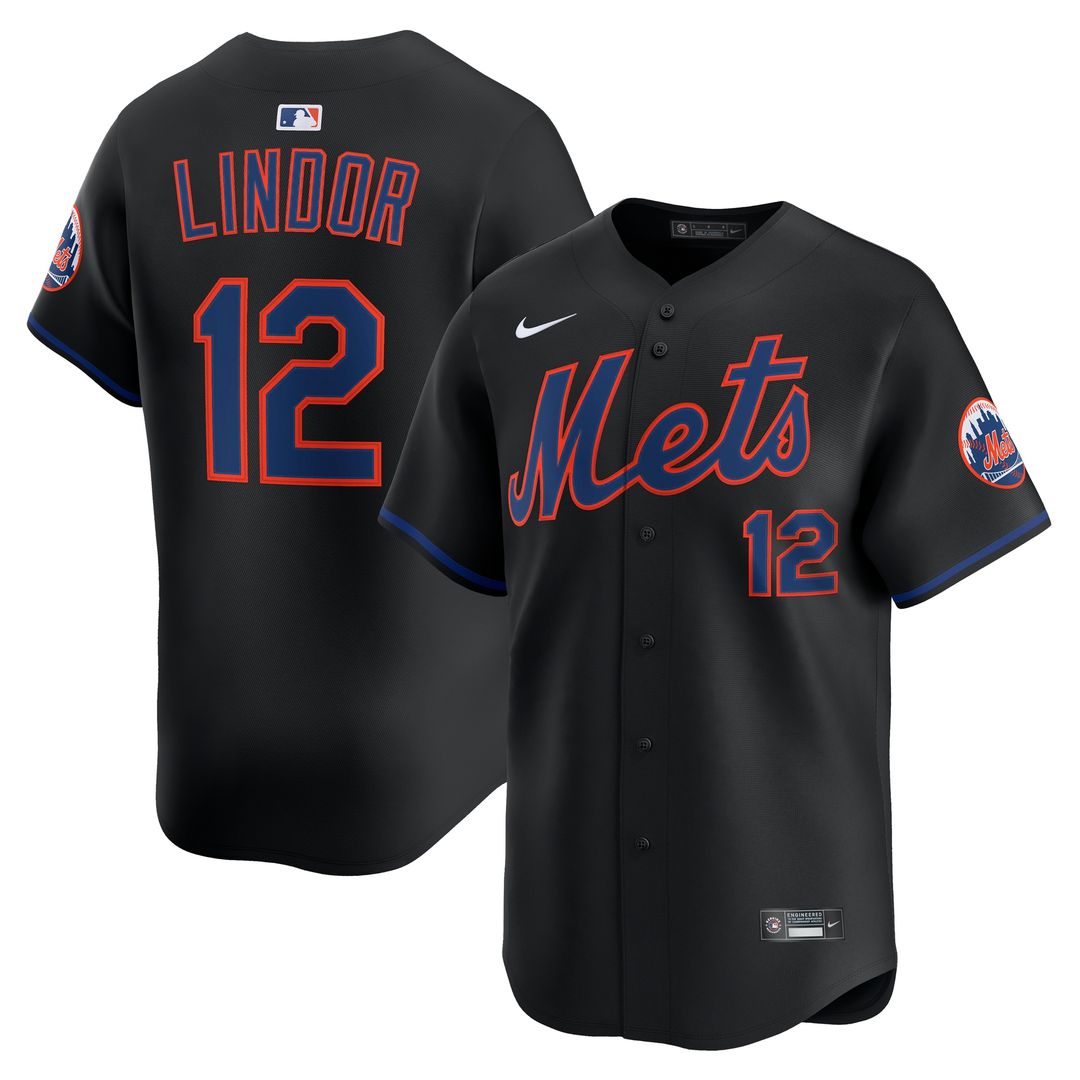 New York Mets Francisco Lindor Nike Alternate Limited Jersey - Black MLB Team Jersey Baseball Fan Apparel