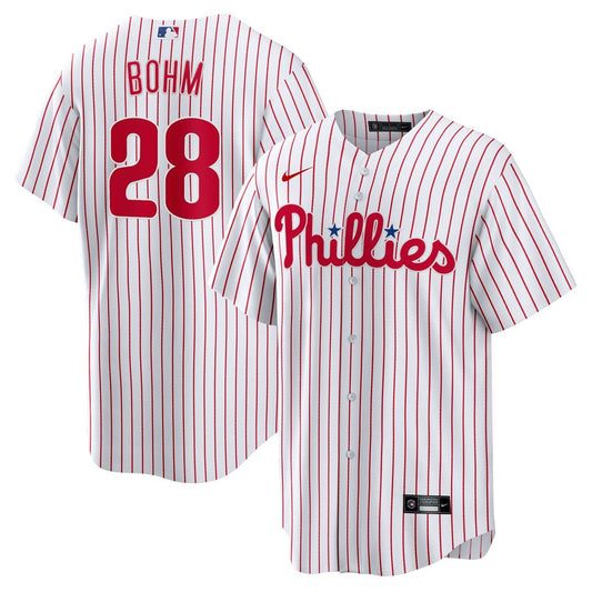 Philadelphia Phillies Alec Bohm Nike Replica Player Jersey - White MLB Team Jersey Baseball Fan Apparel