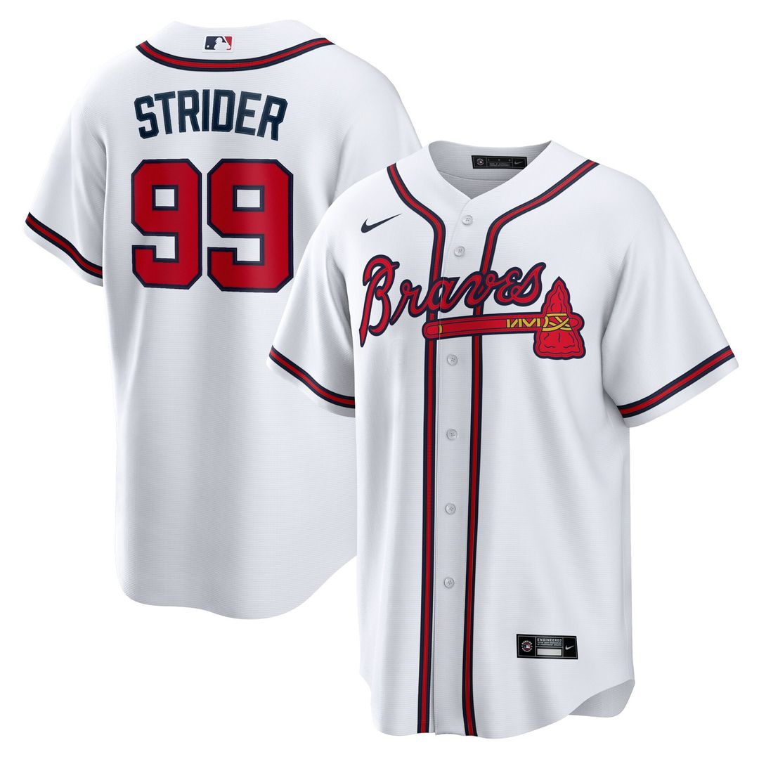 Atlanta Braves Spencer Strider Nike Replica Player Jersey - White MLB Team Jersey Baseball Fan Apparel