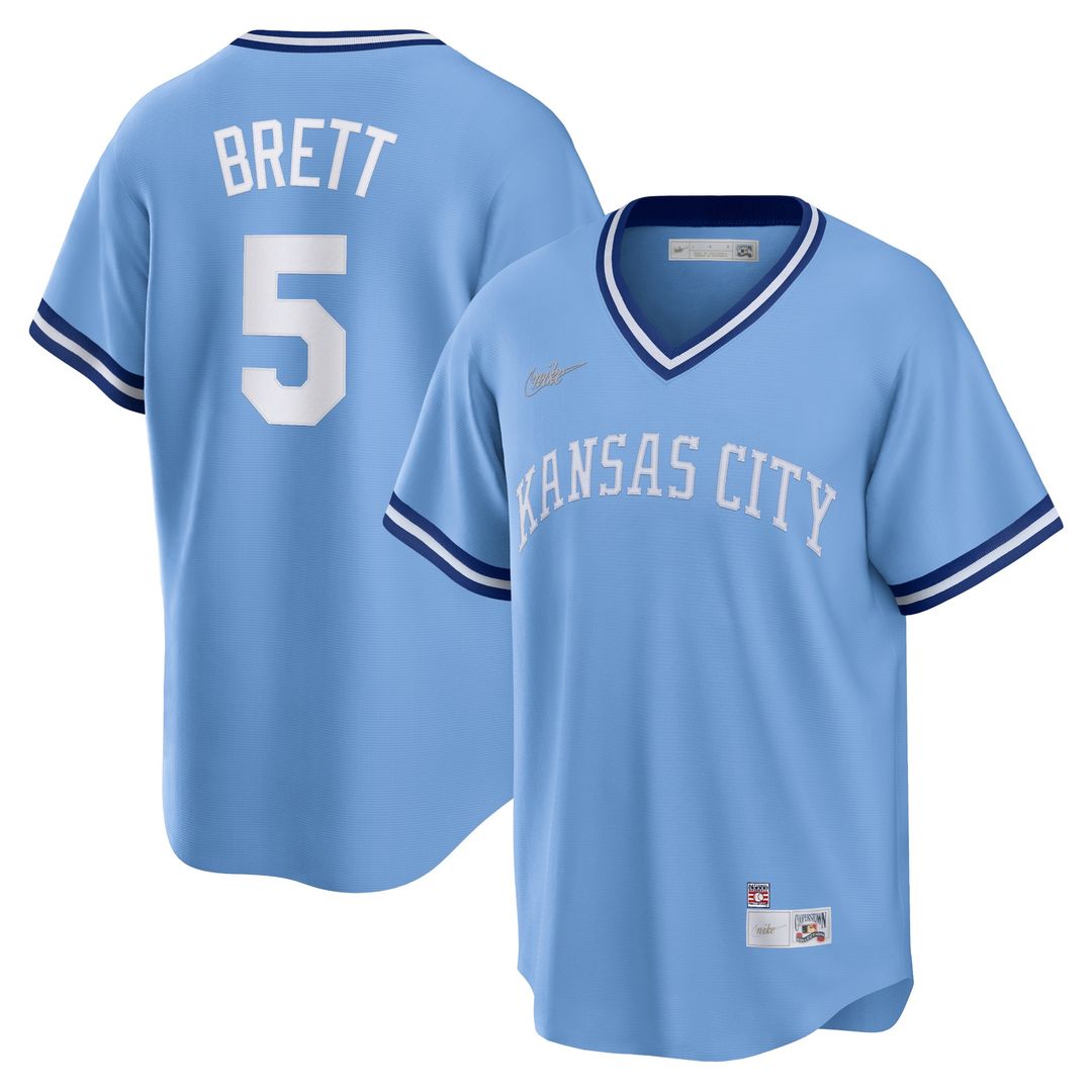 Kansas City Royals George Brett Nike Road Cooperstown Player Jersey - Light Blue MLB Team Jersey Baseball Fan Apparel