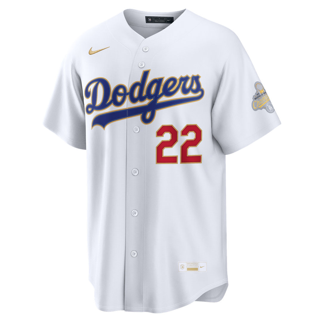 Los Angeles Dodgers Clayton Kershaw Nike 2026 Gold Collection Stadium Jersey - White MLB Team Jersey Baseball Fan Apparel