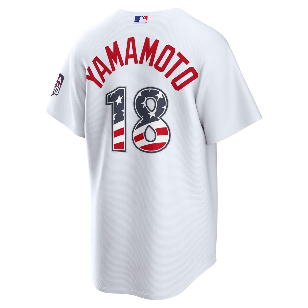 Los Angeles Dodgers Yoshinobu Yamamoto Nike USA 250 Fourth of July Home Stadium Jersey - White MLB Team Jersey Baseball Fan Apparel