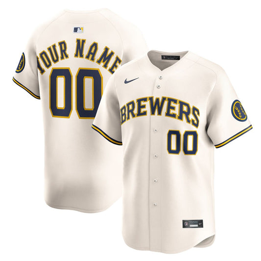 Milwaukee Brewers Nike Home Limited Custom Jersey - Cream MLB Team Jersey Baseball Fan Apparel