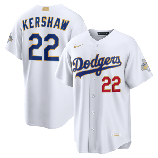 Los Angeles Dodgers Clayton Kershaw Nike 2026 Gold Collection Stadium Jersey - White MLB Team Jersey Baseball Fan Apparel