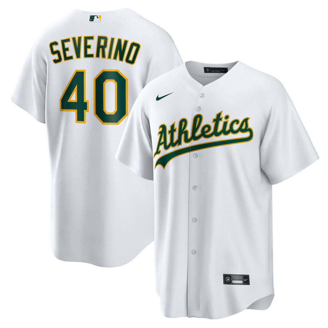 Athletics Luis Severino Nike Home Replica Jersey - White MLB Team Jersey Baseball Fan Apparel