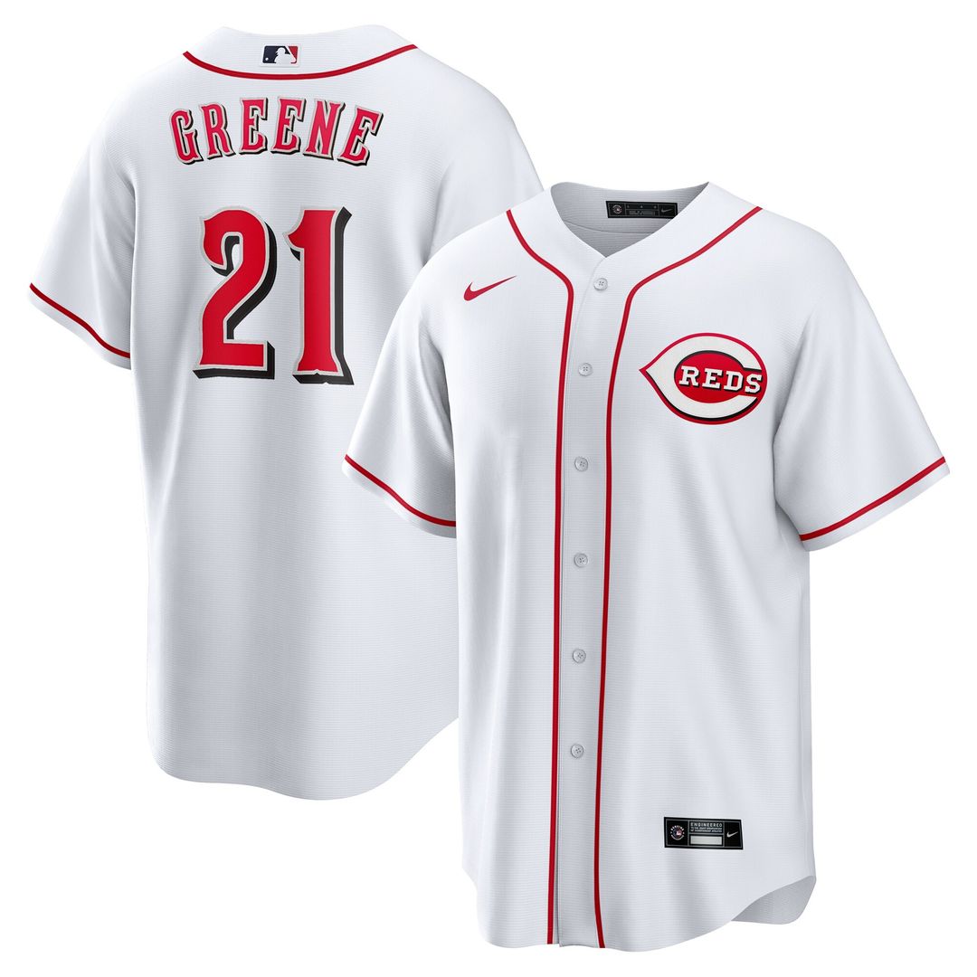Cincinnati Reds Hunter Greene Nike Home Replica Jersey - White MLB Team Jersey Baseball Fan Apparel