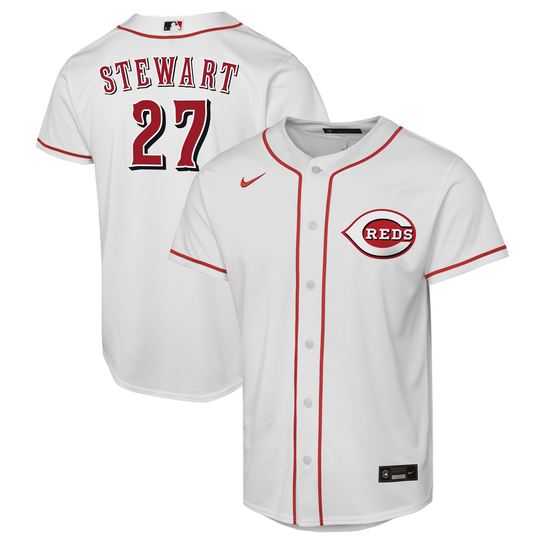 Cincinnati Reds Sal Stewart Nike Youth Home Replica Player Jersey - White MLB Team Jersey Baseball Fan Apparel