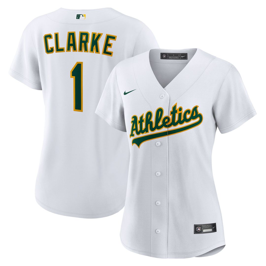 Athletics Denzel Clarke Nike Women's Home Replica Jersey - White MLB Team Jersey Baseball Fan Apparel
