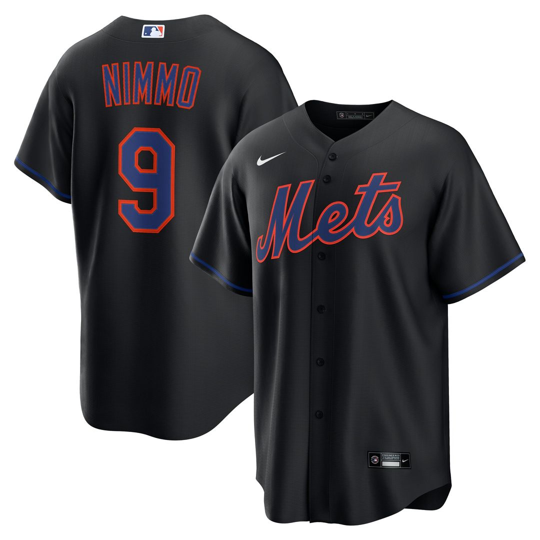 New York Mets Brandon Nimmo Nike Alternate Replica Jersey - Black MLB Team Jersey Baseball Fan Apparel