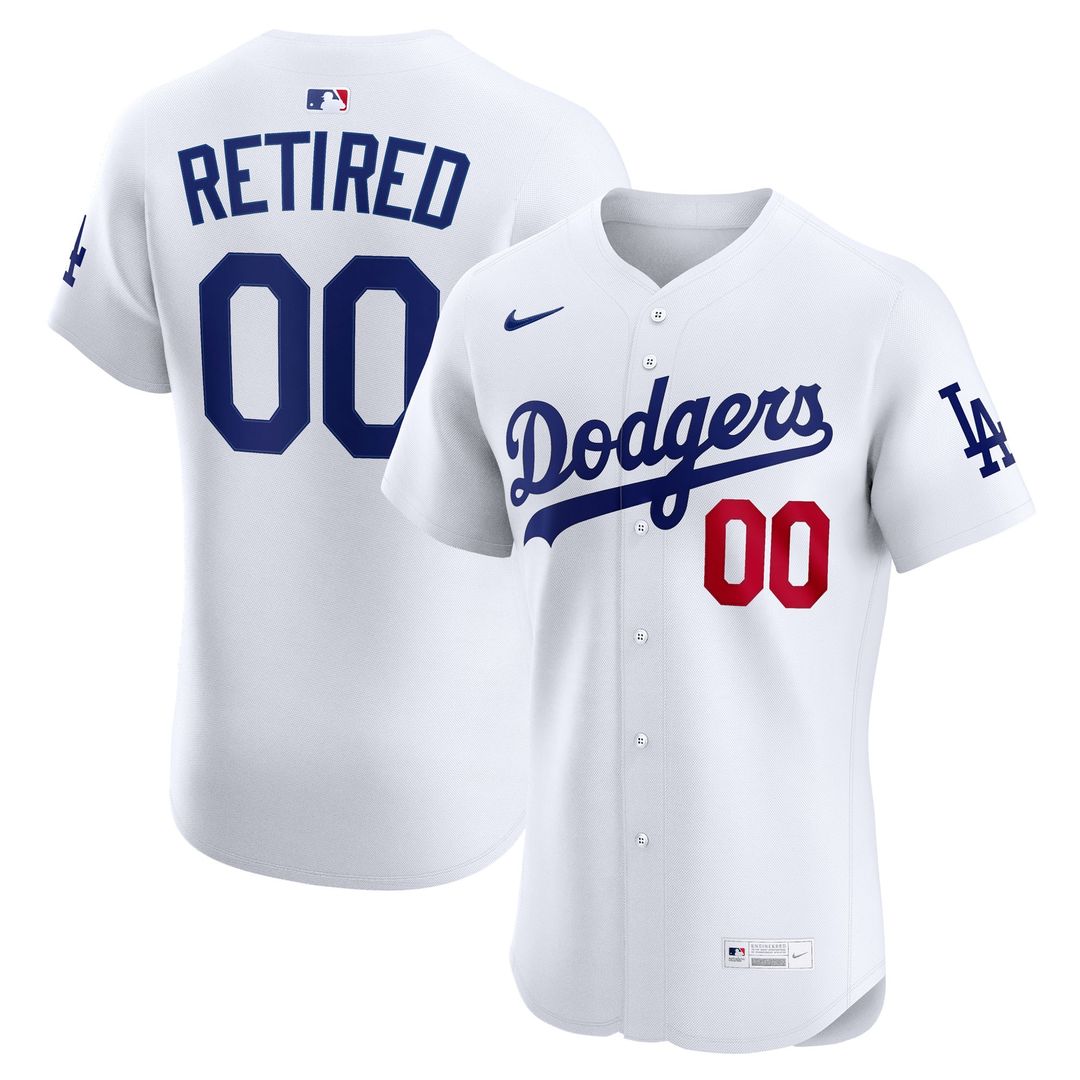 Los Angeles Dodgers Nike Home Elite Pick - A - Player Retired Roster Jersey - White MLB Team Jersey Baseball Fan Apparel