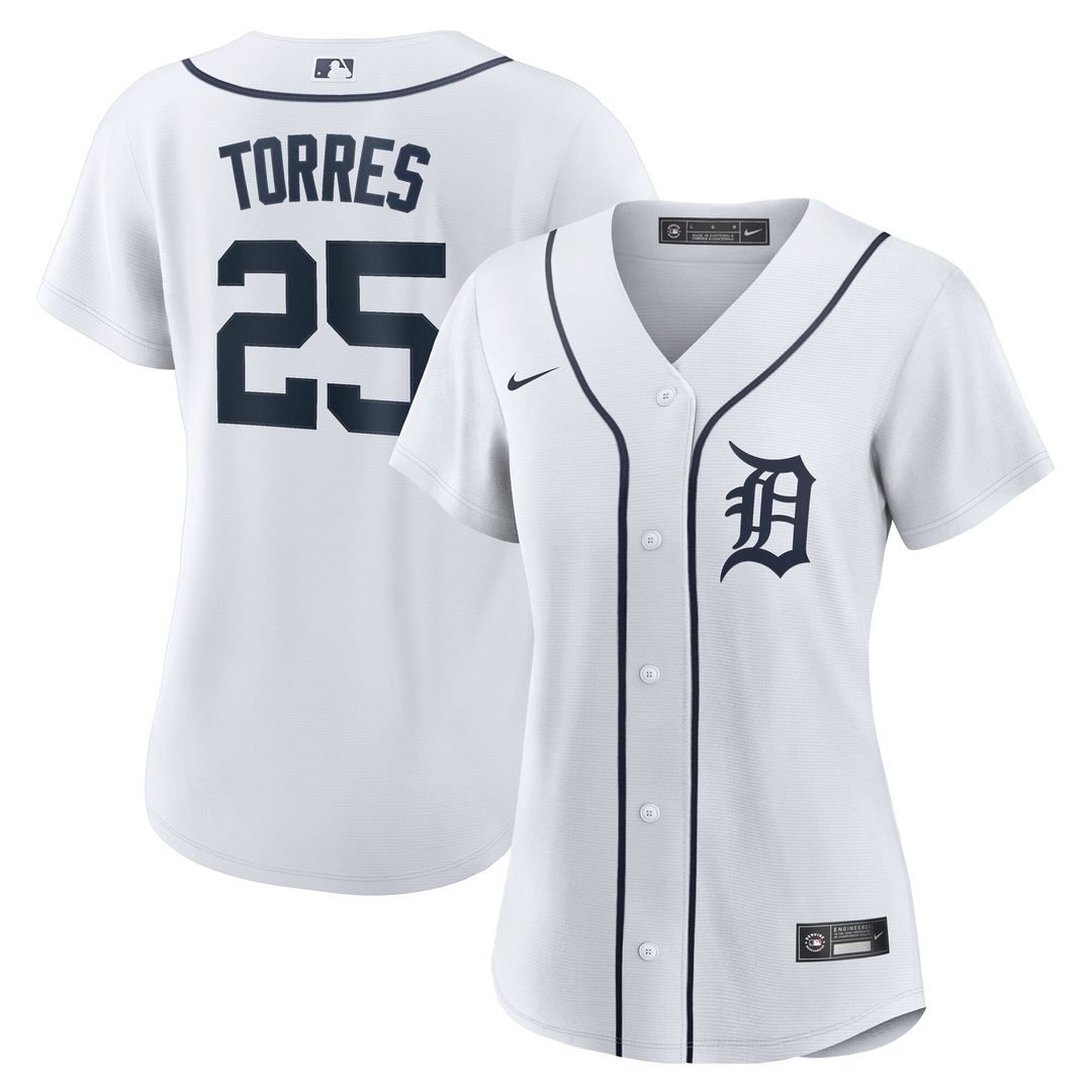 Detroit Tigers Gleyber Torres Nike Women's Home Replica Jersey - White MLB Team Jersey Baseball Fan Apparel