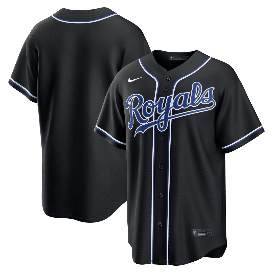Kansas City Royals Nike Fashion Replica Black Out Jersey MLB Team Jersey Baseball Fan Apparel