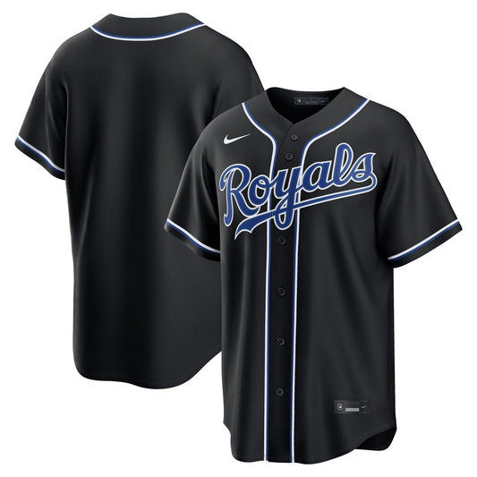 Kansas City Royals Nike Fashion Replica Black Out Jersey MLB Team Jersey Baseball Fan Apparel