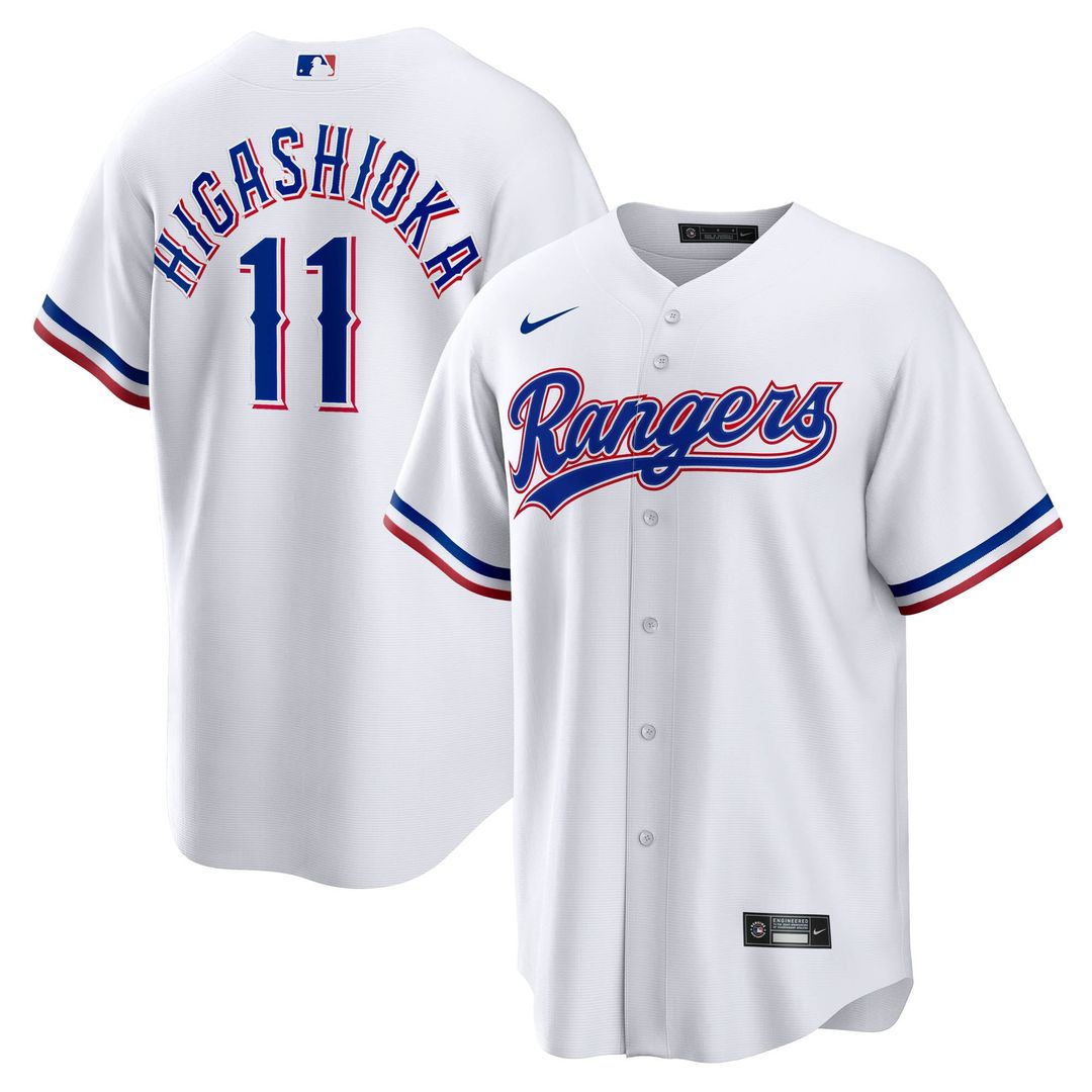 Texas Rangers Kyle Higashioka Nike Home Replica Jersey - White MLB Team Jersey Baseball Fan Apparel