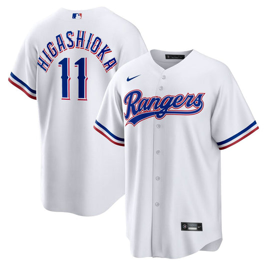 Texas Rangers Kyle Higashioka Nike Home Replica Jersey - White MLB Team Jersey Baseball Fan Apparel