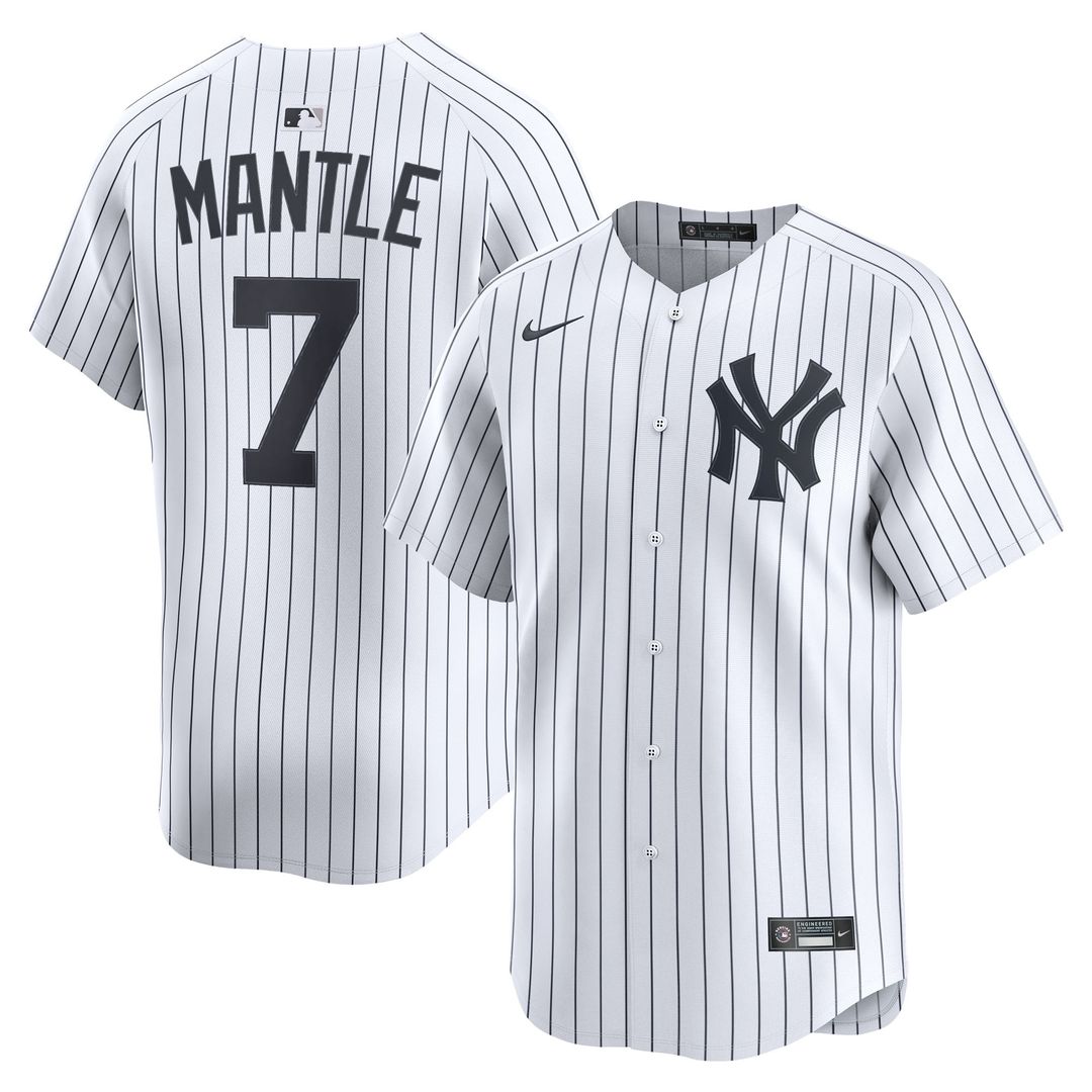 New York Yankees Mickey Mantle Nike Home Limited Player Jersey - White MLB Team Jersey Baseball Fan Apparel