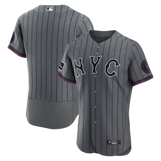 New York Mets Nike City Connect Authentic Sponsor Patch Jersey - Gray MLB Team Jersey Baseball Fan Apparel