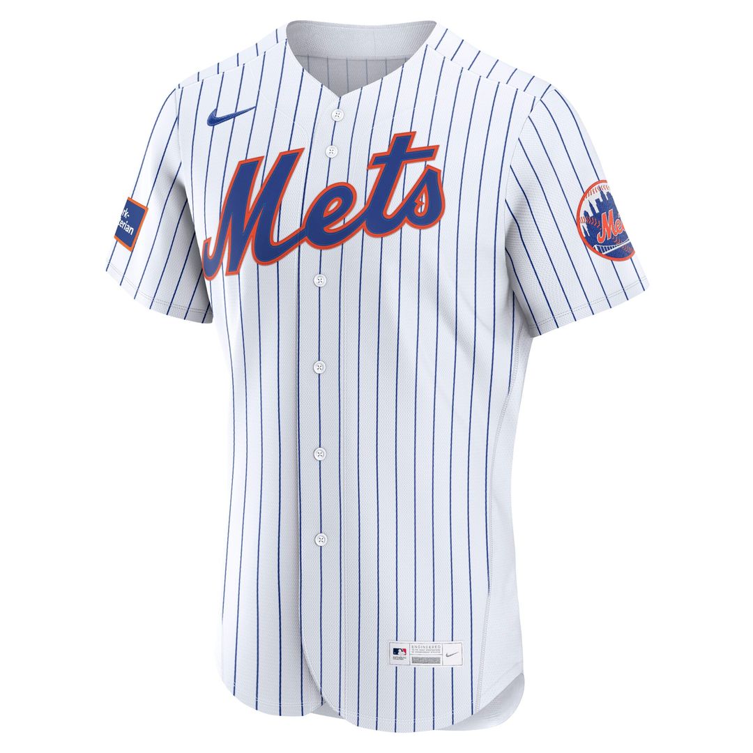 New York Mets Nike Home Sponsor Patch Authentic Jersey - White MLB Team Jersey Baseball Fan Apparel