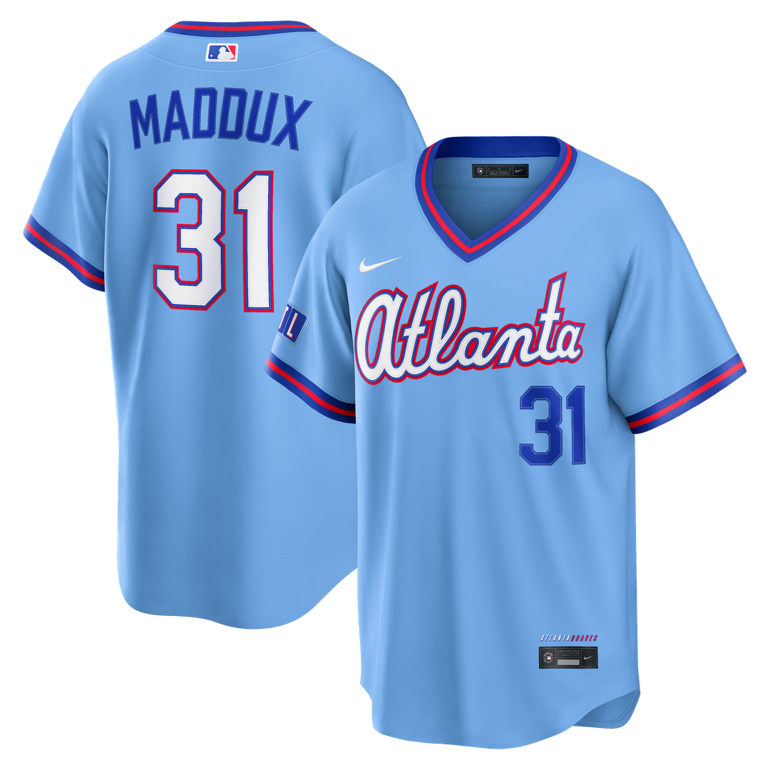 Atlanta Braves Greg Maddux Nike 2026 City Connect Stadium Jersey - Powder Blue MLB Team Jersey Baseball Fan Apparel
