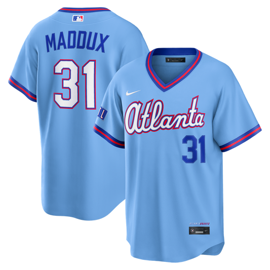 Atlanta Braves Greg Maddux Nike 2026 City Connect Stadium Jersey - Powder Blue MLB Team Jersey Baseball Fan Apparel