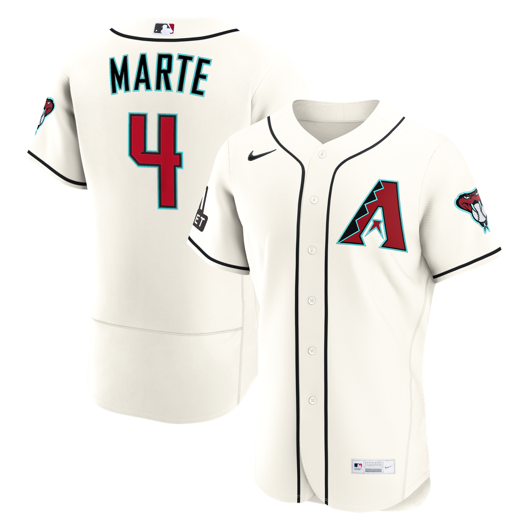 Arizona Diamondbacks Ketel Marte Nike Home Authentic Sponsor Patch Jersey - Cream MLB Team Jersey Baseball Fan Apparel