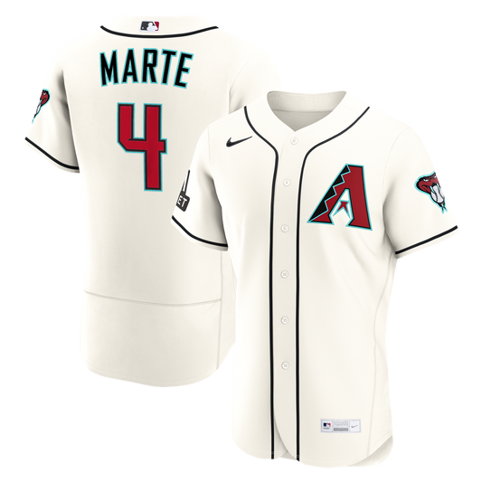 Arizona Diamondbacks Ketel Marte Nike Home Authentic Sponsor Patch Jersey - Cream MLB Team Jersey Baseball Fan Apparel