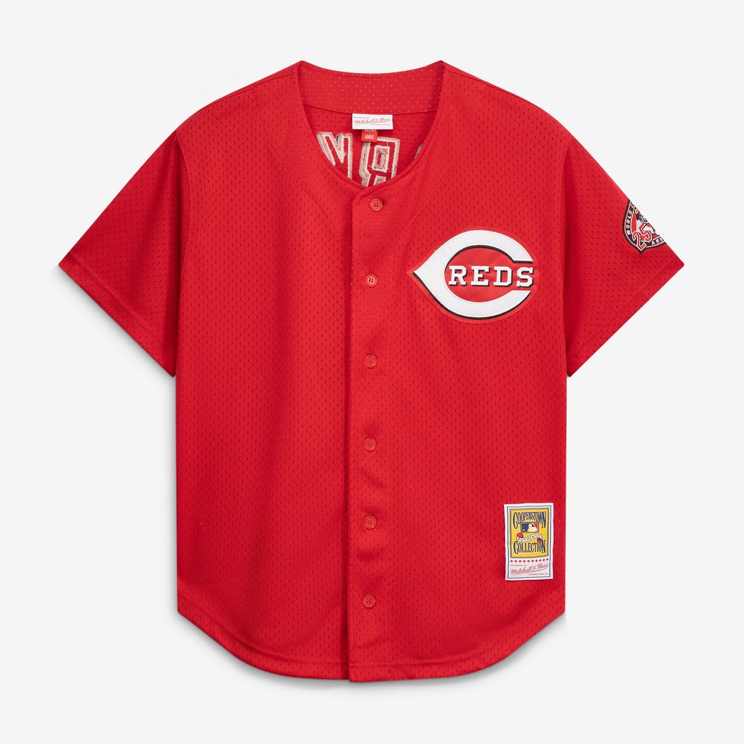 Cincinnati Reds Barry Larkin Mitchell & Ness Cooperstown Mesh Batting Practice Button - Up Jersey - Black MLB Team Jersey Baseball Fan Apparel