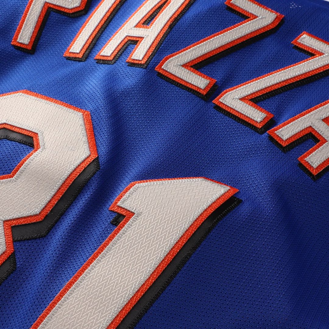 New York Mets Mike Piazza Mitchell & Ness Cooperstown Mesh Batting Practice Button - Up Jersey - Orange MLB Team Jersey Baseball Fan Apparel