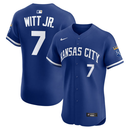 Kansas City Royals Bobby Witt Jr. Nike Alternate 2 Elite Player Jersey - Royal MLB Team Jersey Baseball Fan Apparel
