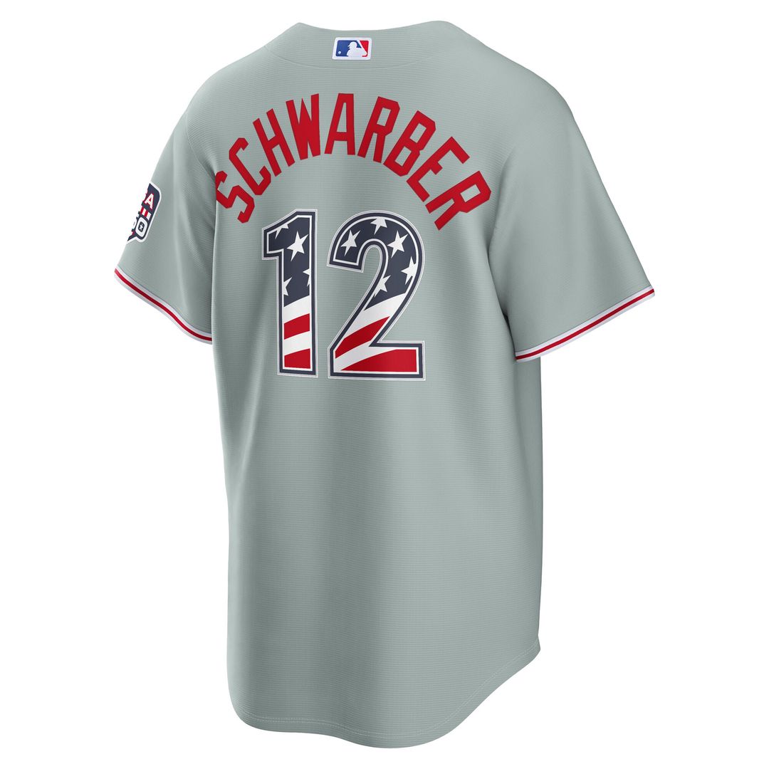 Philadelphia Phillies Kyle Schwarber Nike USA 250 Fourth of July Road Stadium Jersey - Gray MLB Team Jersey Baseball Fan Apparel