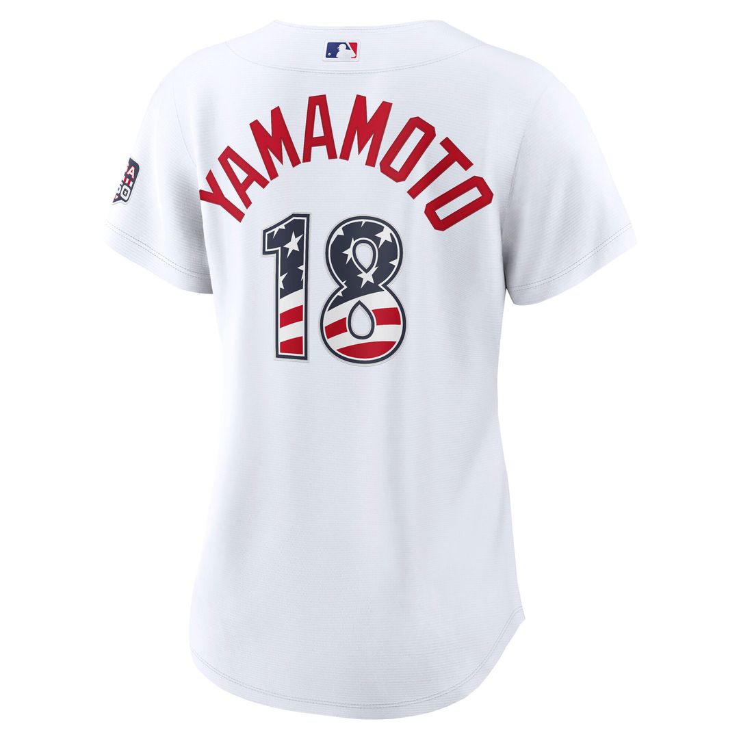 Los Angeles Dodgers Yoshinobu Yamamoto Nike Women's USA 250 Fourth of July Home Stadium Jersey - White MLB Team Jersey Baseball Fan Apparel