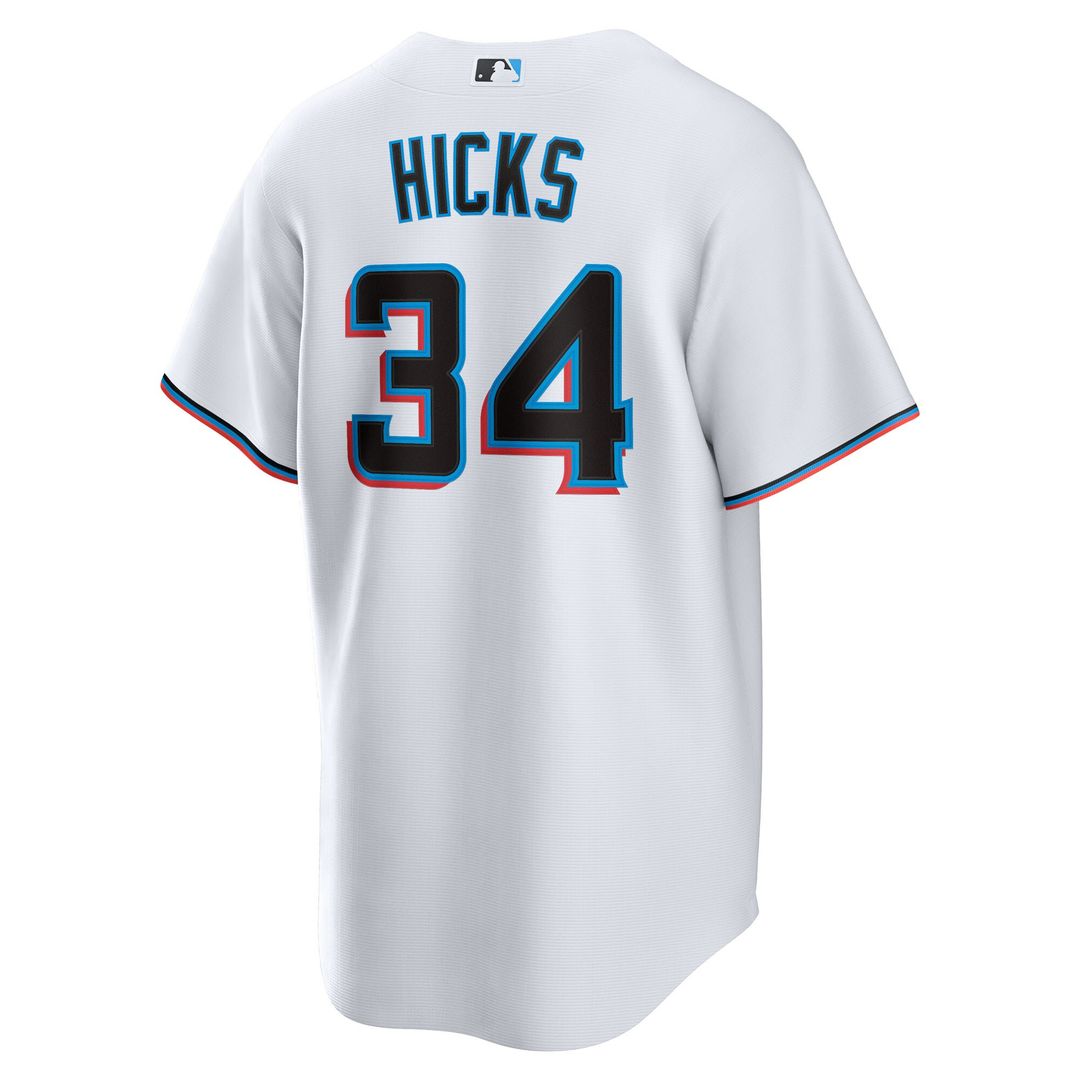 Miami Marlins Liam Hicks Nike Home Replica Jersey - White MLB Team Jersey Baseball Fan Apparel