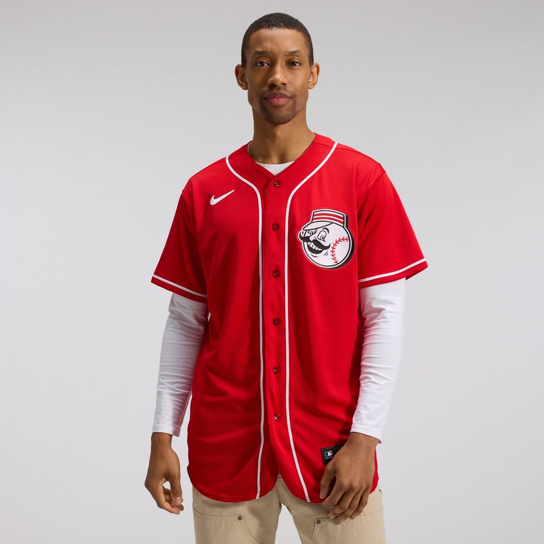 Cincinnati Reds Nike Alternate Authentic Team Logo Jersey - Scarlet MLB Team Jersey Baseball Fan Apparel