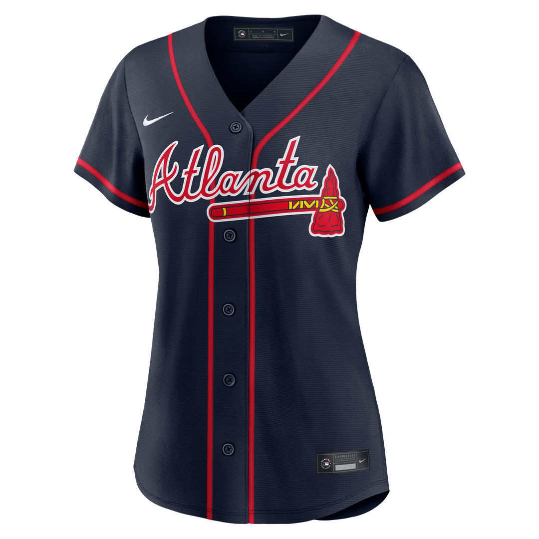 Atlanta Braves Ronald Acuña Jr. Nike Women's Alternate Replica Jersey - Navy MLB Team Jersey Baseball Fan Apparel