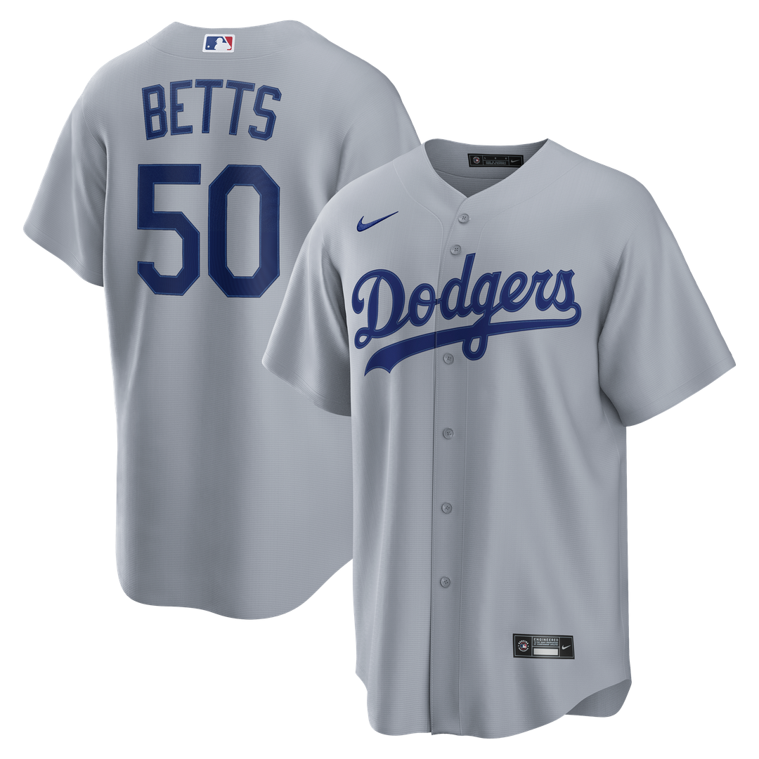 Los Angeles Dodgers Mookie Betts Nike Road Replica Jersey - Gray MLB Team Jersey Baseball Fan Apparel
