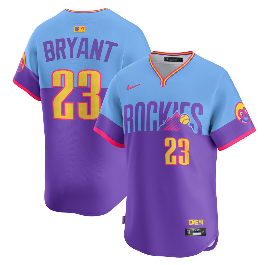 Colorado Rockies Kris Bryant Nike 2025 City Connect Limited Player Jersey - Purple/Light Blue MLB Team Jersey Baseball Fan Apparel