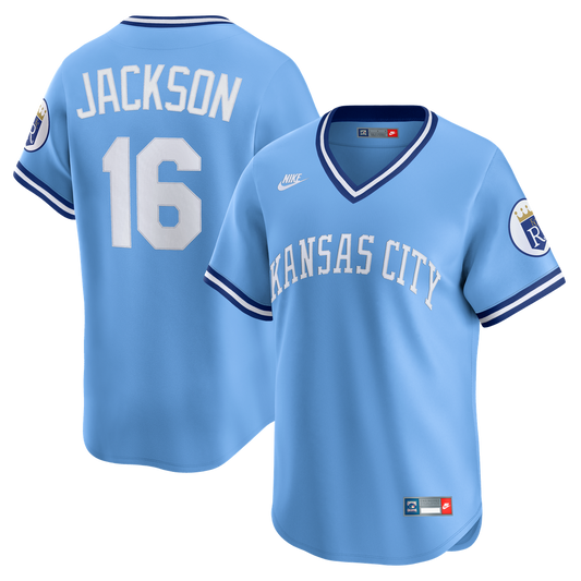 Kansas City Royals Bo Jackson Nike Throwback Cooperstown Limited Jersey - Light Blue MLB Team Jersey Baseball Fan Apparel
